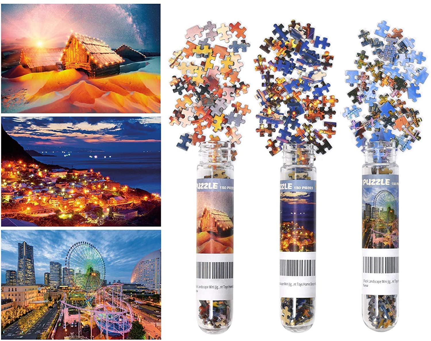 3 Pack Mini Jigsaw Puzzles 150 Pieces for Adults Small Jigsaw Puzzle 6 x 4 Inches House Entertainment Home Decor Puzzles