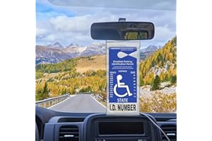 GADGET BEYOND Handicap Placard Holder for Auto, 10.6" x 5", Ultra Transparent Disabled Parking Placard Protector Hanger Sleeve - Pack of 2, with Plastic Large Hanger
