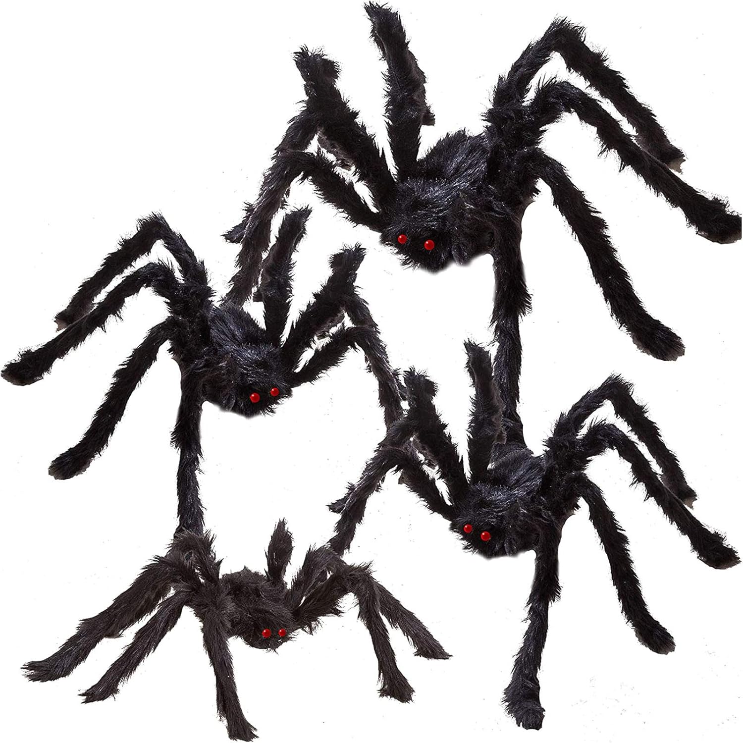 JOYIN 4 Pcks Halloween Outdoor Decorations Hairy Spider Set