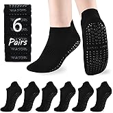 ATBITER Pilates Socks With Grips for Women - 6 Pairs Cute Ankle Non Slip Socks for Yoga, Barre, Hospital, Barefoot