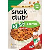 Snak Club Tajin Peanuts, Roasted Nuts with Chili and Lime Seasoning, Mild, 12 oz Resealable Bag