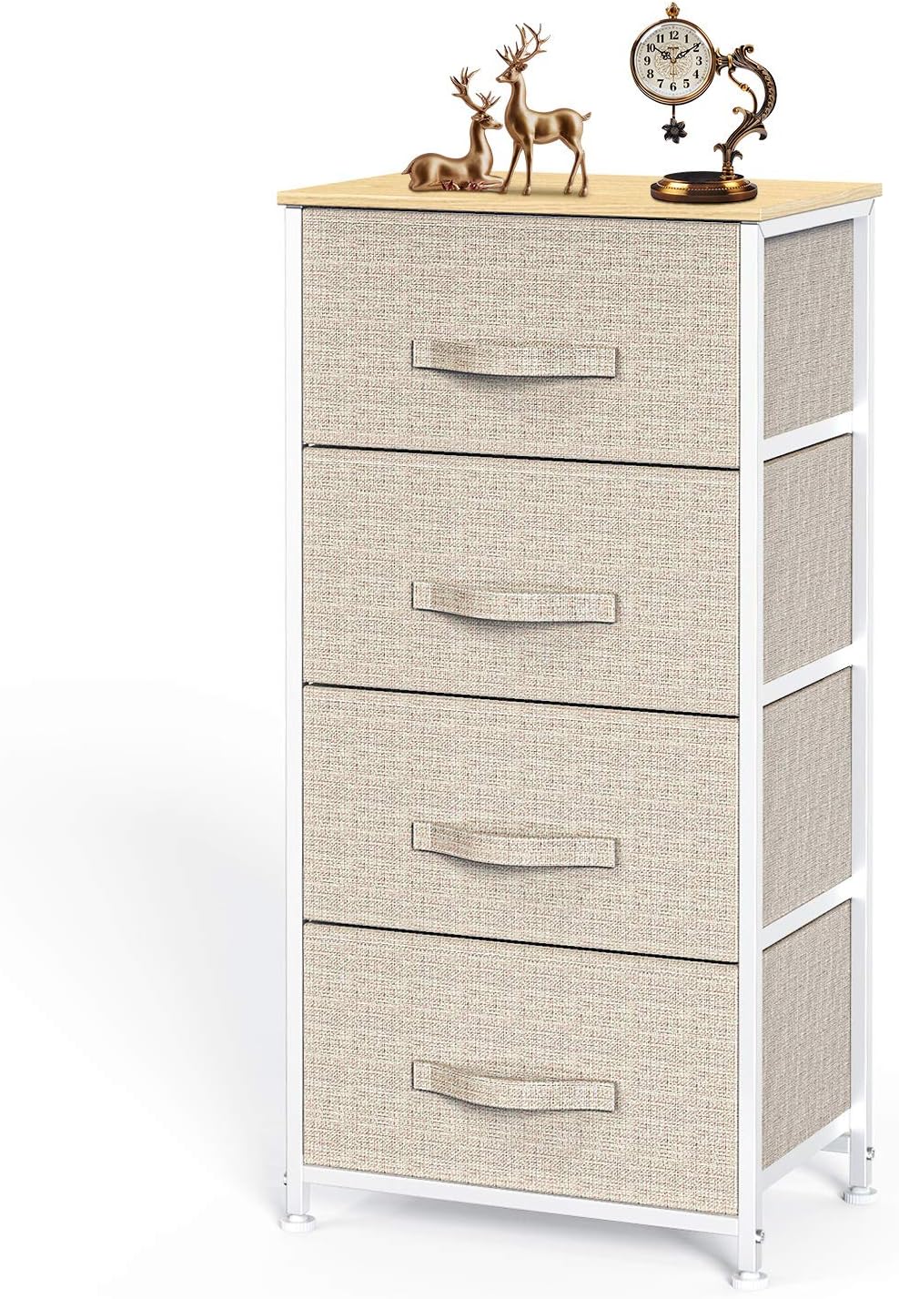 4 Drawer Fabric Dresser Storage Tower, Dresser Chest with Wood Top, Organizer Unit for Closets Bedroom Nursery Room Hallway by Pipishell: Home Improvement