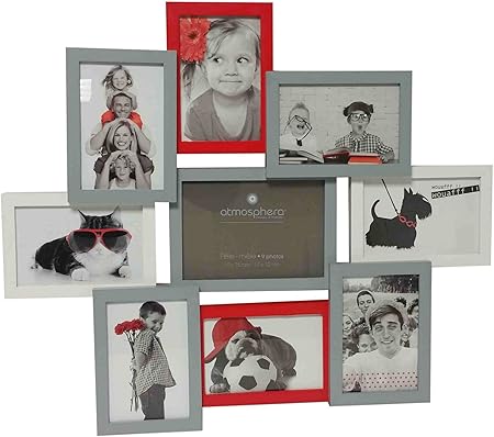 Cadre Photo Pele Mele Mural Capacite 9 Photos Coloris Gris