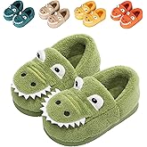 JACKSHIBO Toddler Slippers Boys Girls Little Kids Dinosaur House Shoes Cute Bunny Slipper for Home Indoor Winter Bedroom Non Slip Soft Plush Rabbit Warm Shoes