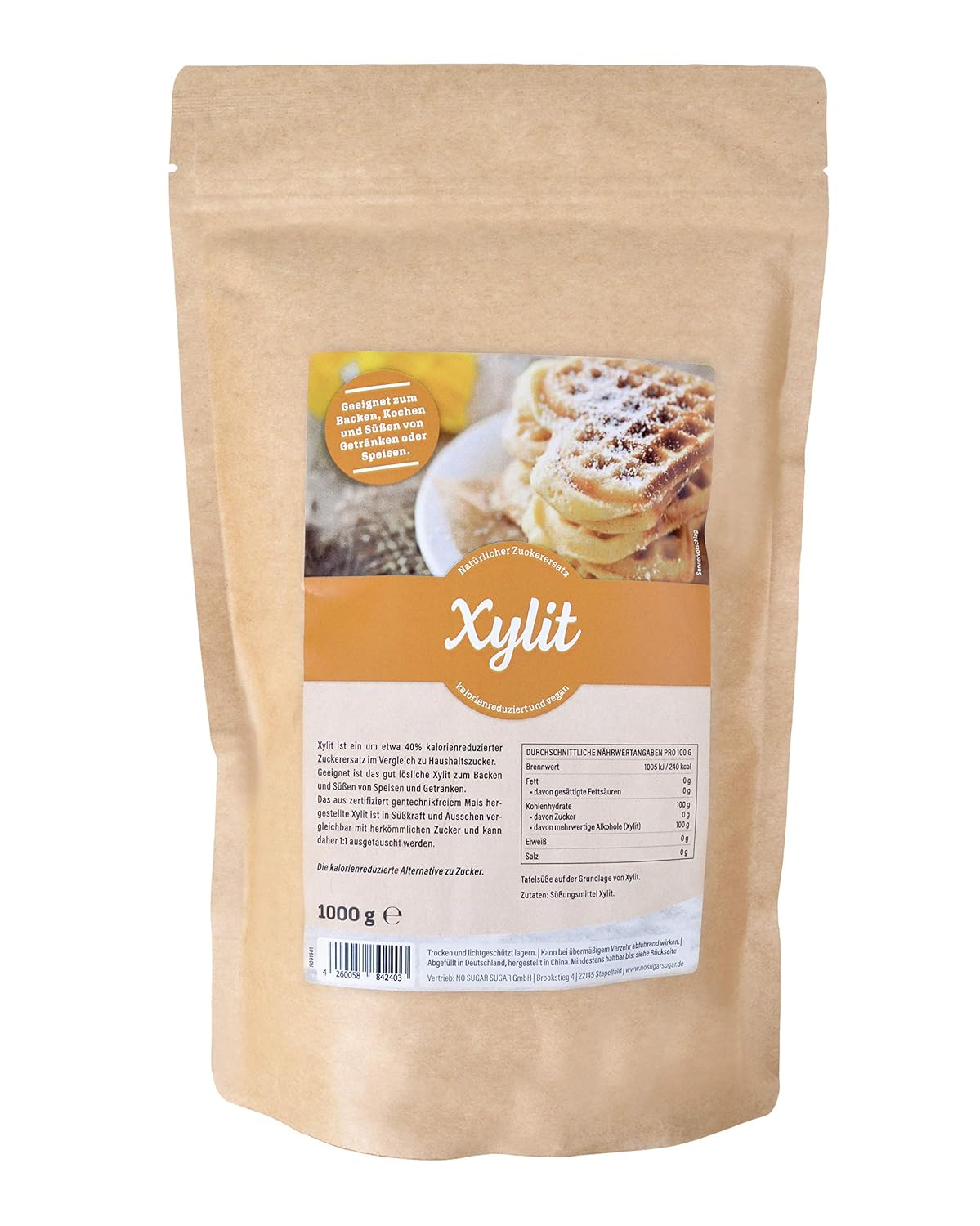 Premium Xylit mit 11 Süßkraft gegenüber Zucker 1kg verwendbar als kalorienarmer Zuckerersatz