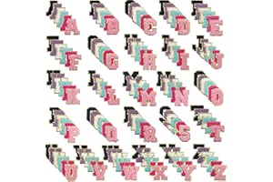 Aganmi 156Pcs Self Adhesive Chenille Letter Patches for Leather Bags, 2 inch A-Z Preppy Varsity Letter Patches for Computer and Fridge, Large Sequin Letter Stickers for Laptop Phone Case
