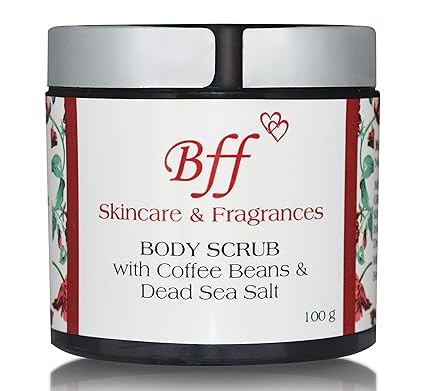 Bff Skincare and Fragrances Body Scrub with Coffee Beans and Dead Sea Salt for Young Radiant Glow, 100g