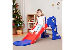 Nyeekoy 3 in 1 Toddler Slide, Kids Slide Climber Playset with Basketball Hoop, Indoor and Outdoor Playground for Kids, Folding Design Freestanding Baby Slide, Easy Assembly