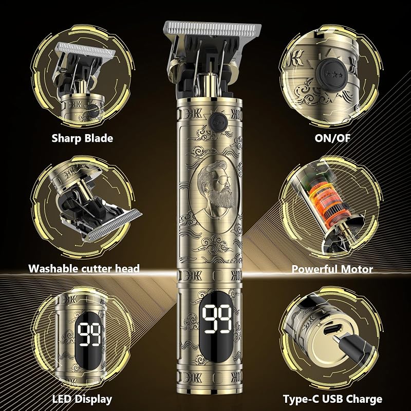 Tondeuse Cheveux Hommes, Tondeuse Barbe Homme T Zéro écart Avec écran LED De Finition Barbier Professionnel Rasoir Homme Rasoir Electriques Cheveux Cadeau — photo 4 sur 7