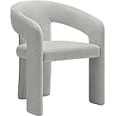 Modway Oslo Barrel Open Back Dining Chair in Dove Gray – Fabric Upholstered Modern Accent Chair with 3-Leg Design