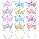 DSLSQD 12 PCS Princess Crowns Headband,Glitter Headbands Crown,Sequin Crown Headband,Princess Tiara,Crowns Hair Accessories for Girls Women Birthday Party Wedding Prom Jewelry Cosplay Gifts