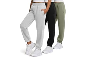 PURE CHAMP Girls Sweatpants 3 Pack Fleece Athletic Joggers, Teen Sweat Pants with Zipper Pockets and Drawstring Size 4-16