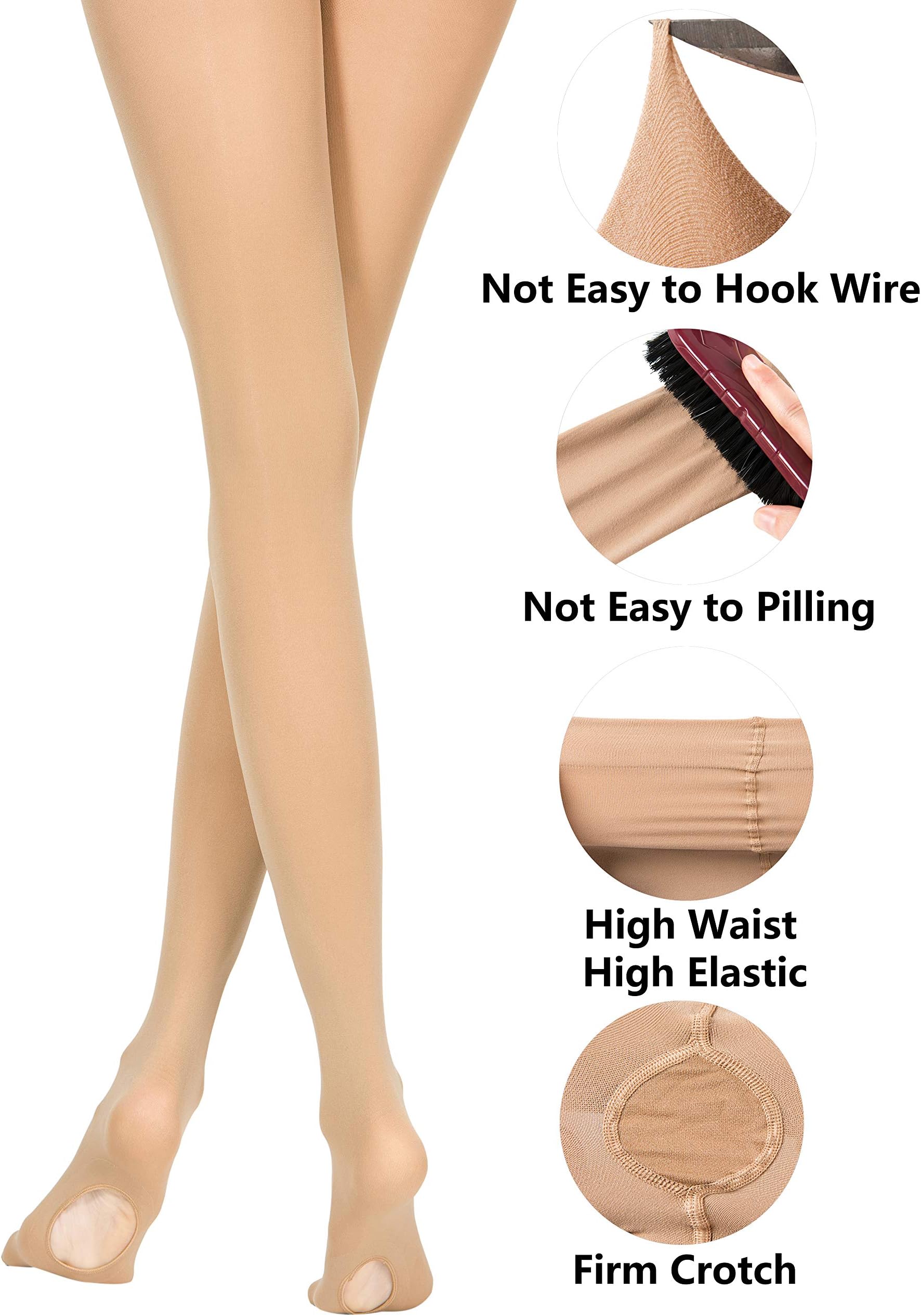 MOLLDAN Girls' Dance Ballet Tights for Women Pro Ultra Soft Convertible Transition Tight(Toddler/Little Kids/Adult/Student/Big Kid)(1P L Skin)