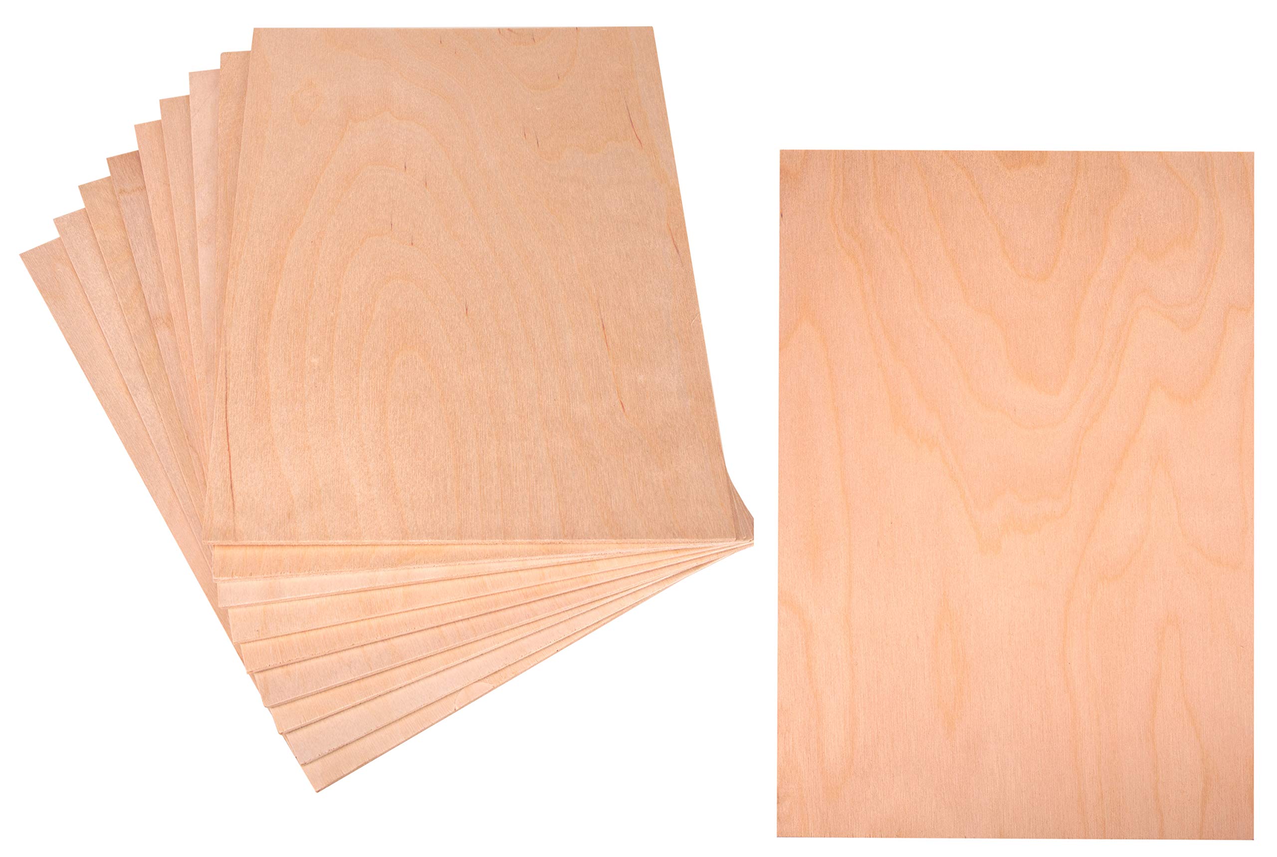 Plywood Panel 3 mm 30 x 21 cm 10 x Made of Premium-Quality Wood, Birch Plywood 3 mm A4 / Perfect Material for Handicraft/Laser Processing/Pyrography(10)