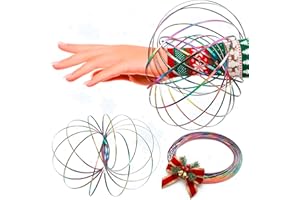DIMROM Flow Ring Spinner Ring Arm Toy 5.1" - Rugged, Corrosion Resistant Stainless Steel Geometric Sensory Spring Toy, Color Christmas Party Supplies - Comfortable Fit Magic Flow Bracelet with Calming Effect