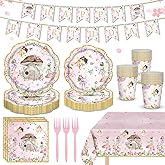 AWLZJZQA Fairy Birthday Decorations Serve 24 Guests Birthday Party Supplies Disposable Plates and Napkins Dinnerware Sets for Fairy Themed Baby Shower Garden Party Decor