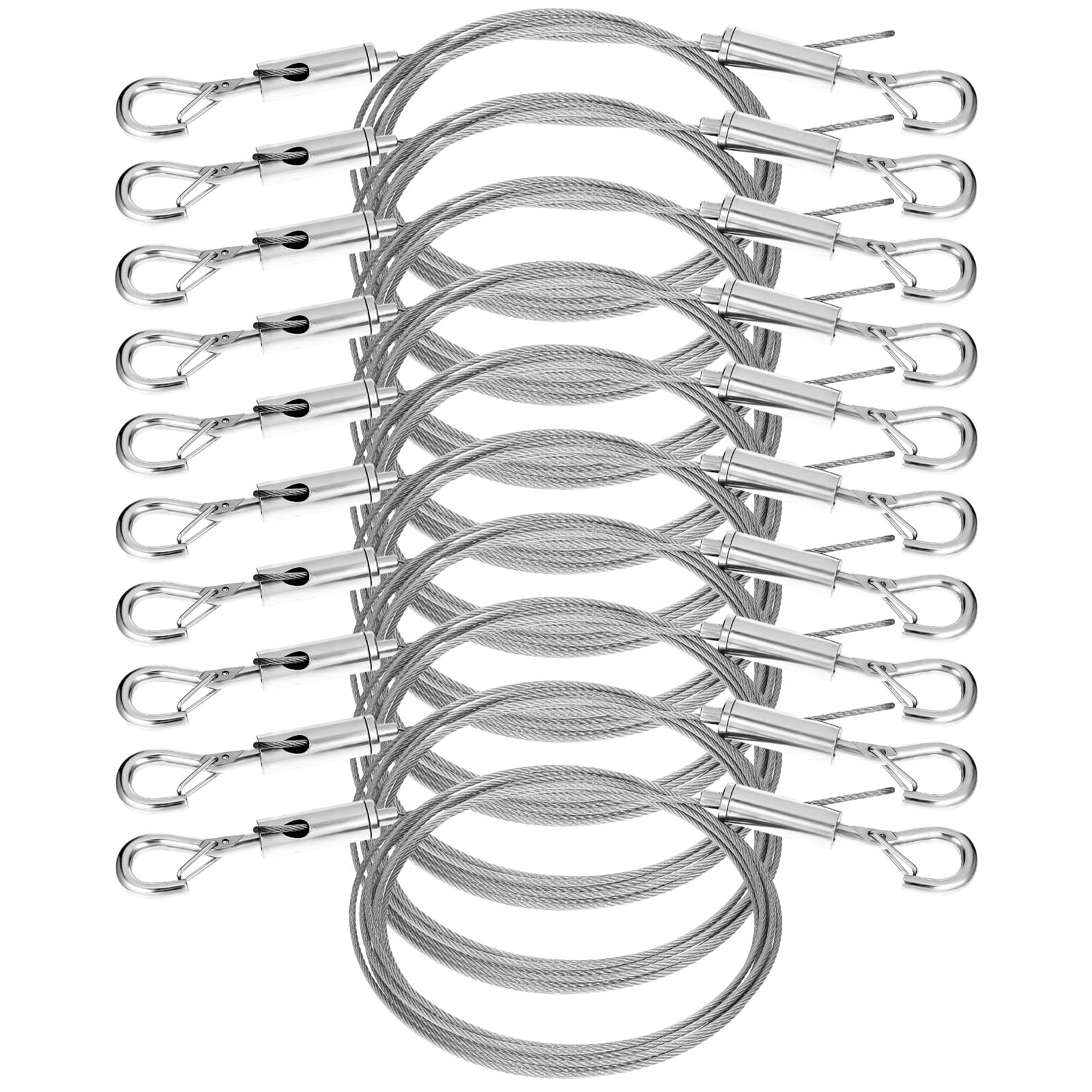 Photo 1 of 10 Pcs Adjustable Picture Hanging Wire, 6.56FT Mirror Frame Hanging Kit, Heavy Duty Stainless Steel Wire Rope for Hangings Mirrors,Frames,Pictures,Billboards,Basket,Flowerpot,Supports Up to 66lbs