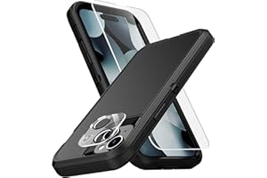 MXX Heavy Duty Made for iPhone 15 Plus Case with Tempered Glass Screen, Camera Lens Protector 3-Layer Full Body Protection - Shockproof Dustproof Cover for 15 Plus Phone Case 6.7" (Black)