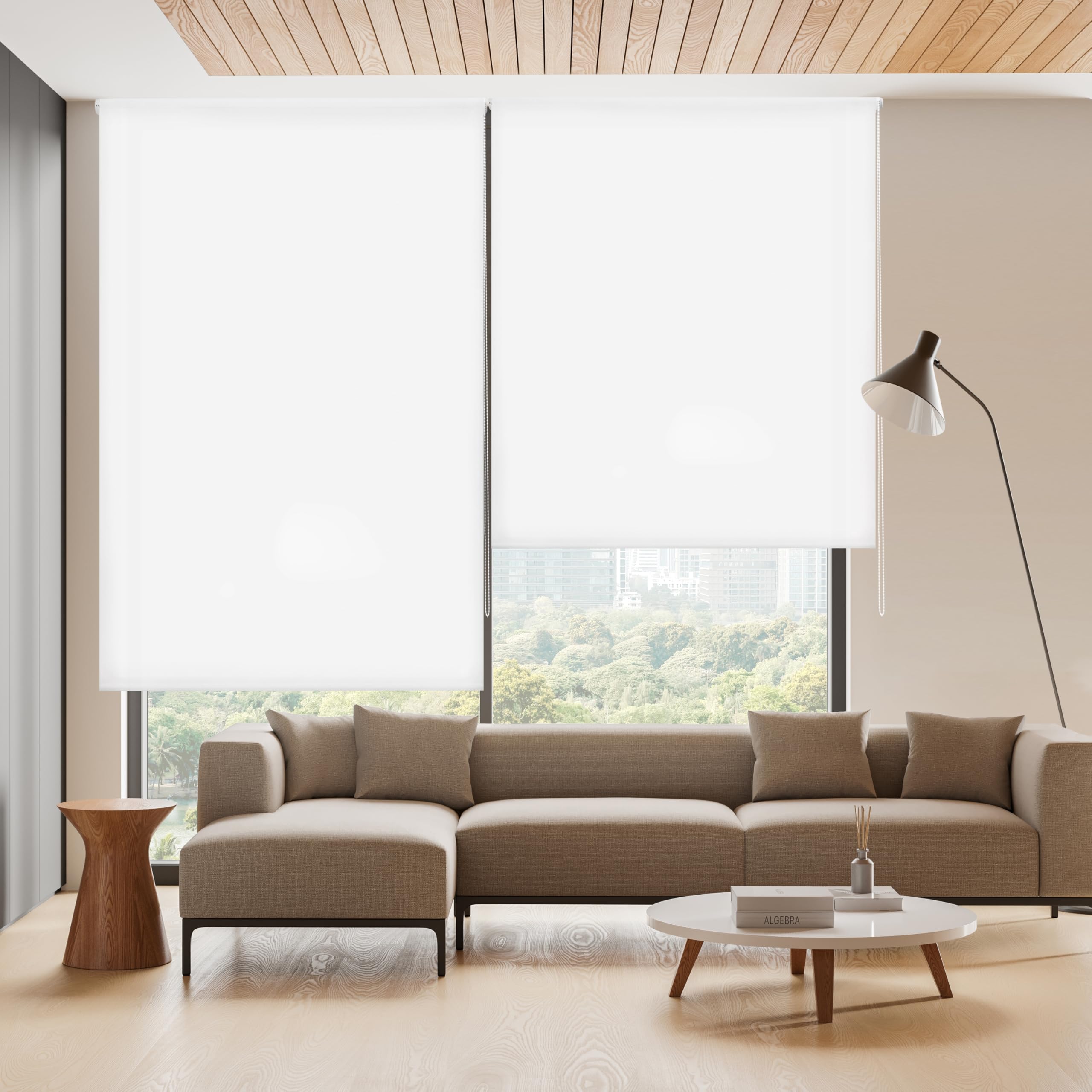 Blindecor Ara - Plain translucent roller blind, Off-white, 120x250 cm (width x height)