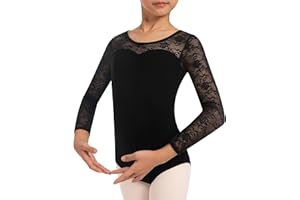 Tegmk Girls Lace Cap Sleeve Dance Leotard for Ballet, Toddler Big Little Girls Gymnastics Dancewear