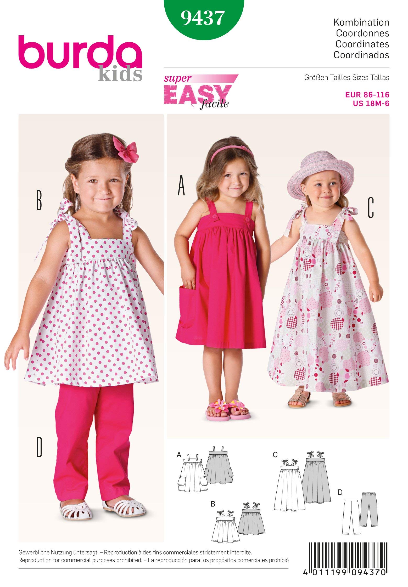 Burda Style Sewing Pattern B9437 Toddler's Co-ordinates