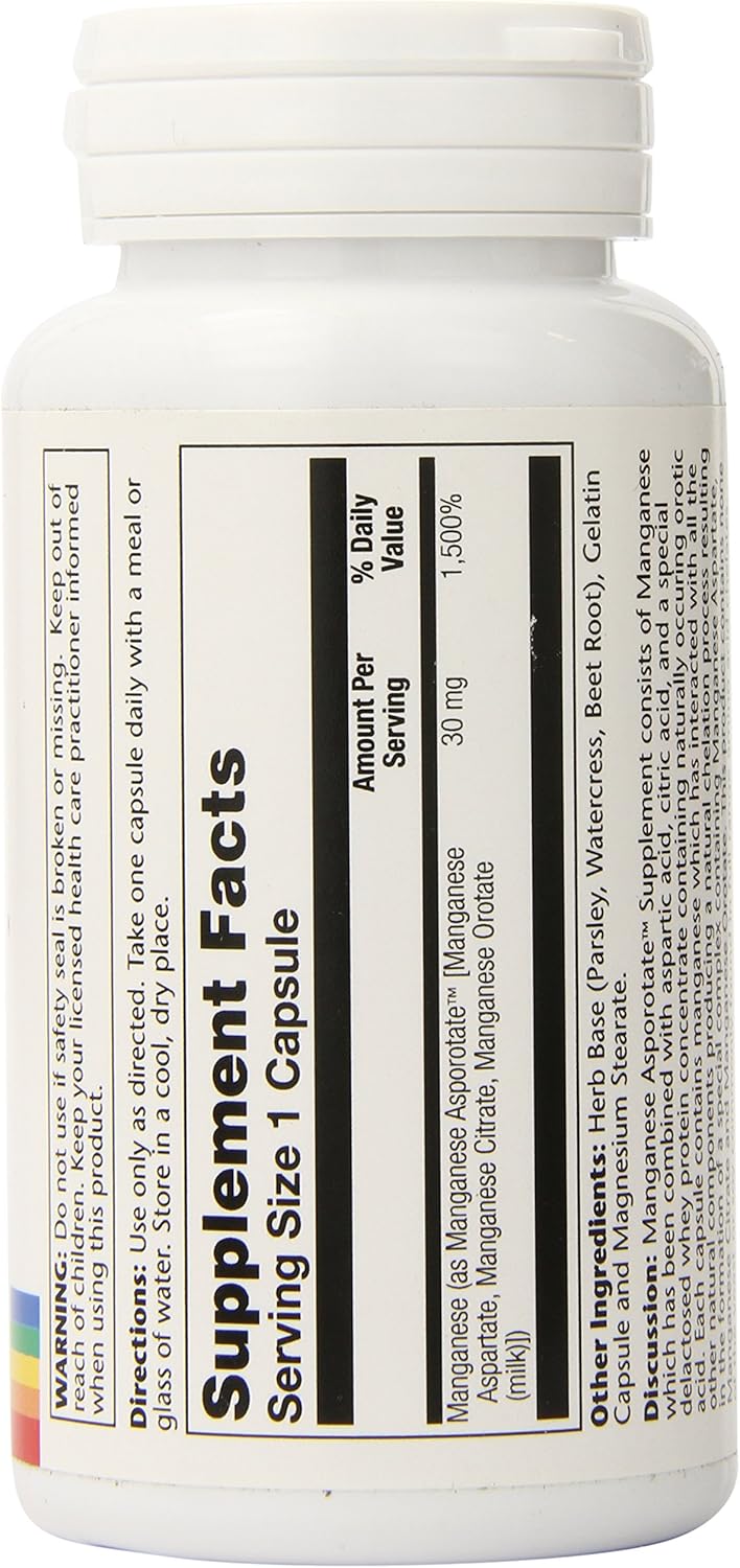 Solaray Manganese Asporotate, Capsule (Btl-Plastic) 30mg | 100ct: Health & Personal Care