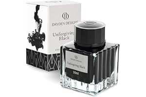 Dryden Designs Ink Bottle for Fountain Pen - Luxury Edition Smooth Flow | Compact Designed 50ml Unforgiving Black