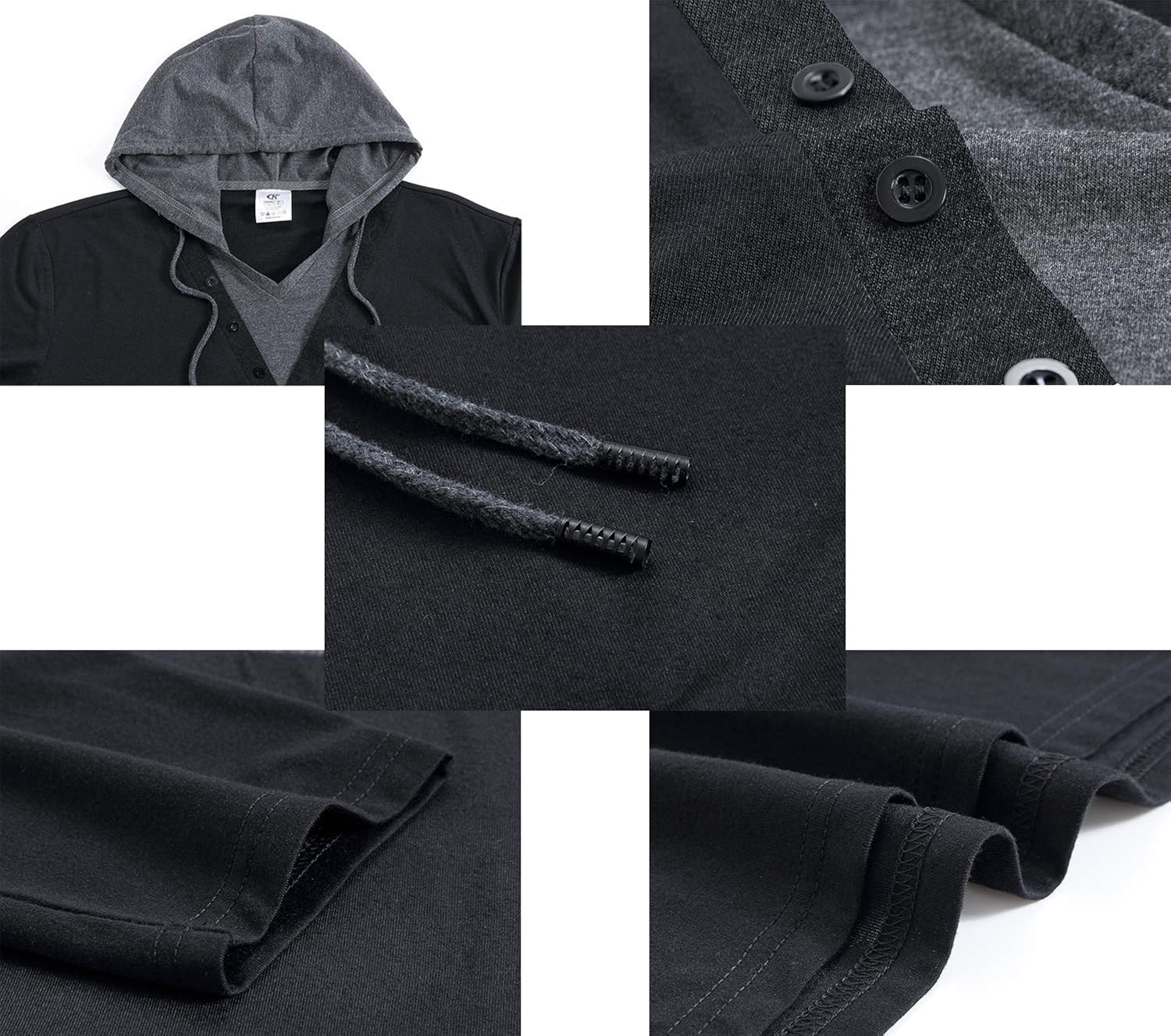 QPNGRP Mens Long Sleeve Hooded T-Shirt Slim Fit Pullover Hoodie Shirt: Clothing