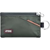 APTENSKO RFID Blocking Travel Wallet with Adjustable Lanyard, Small Nylon Zipper Pouch and Badge Holder for ID, Credit Cards, Cash, Keys, Commuters (AmyGreen)