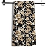 Nipil Gothic Skull Floral Kitchen Towels, Dark Cottagecore Peony Floral Hand Towels for Bathroom, Skull Decor Dish Tea Towels for Kitchen, Gothic Cottagecore Bathroom Decor, 16x24 Inches