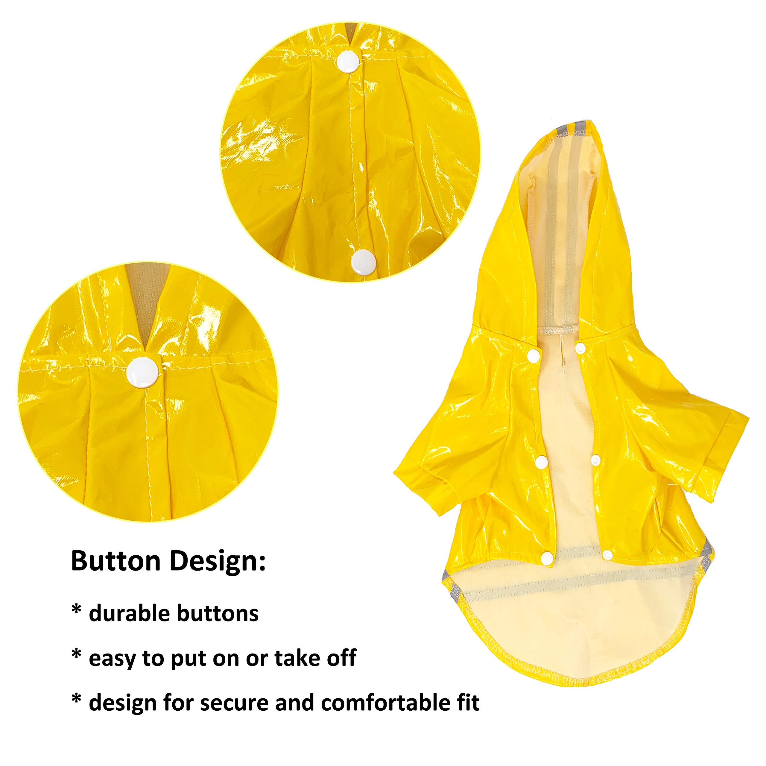Cutie Pet Dog Raincoat Waterproof Coats for Dogs Lightweight Rain Jacket Breathable Rain Poncho Hooded Rainwear with Safety Reflective Stripes (L, Yellow)