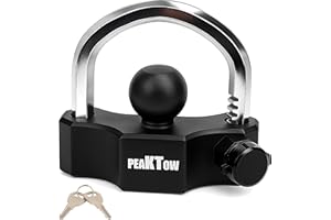 PEAKTOW Heavy Duty Universal Adjustable Coupler Lock Trailer Hitch Storage Security Lock Fits 1-7/8, 2, 2-5/16 Inches Coupler