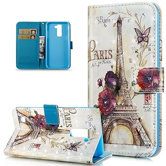 Kompatibel mit Schutzhülle LG Stylus 2 LS775 Hülle,3D Bunte Gemalt Malerei Glänzend Glitzer Strass Diamant PU Lederhülle Flip