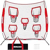 Zonlolo 7×7ft Football Throwing Net, Football Training Net,Target Practice with 5 Different Sized L/M/S Targets | Great for Quarterback | Includes Compact Carrying Bag