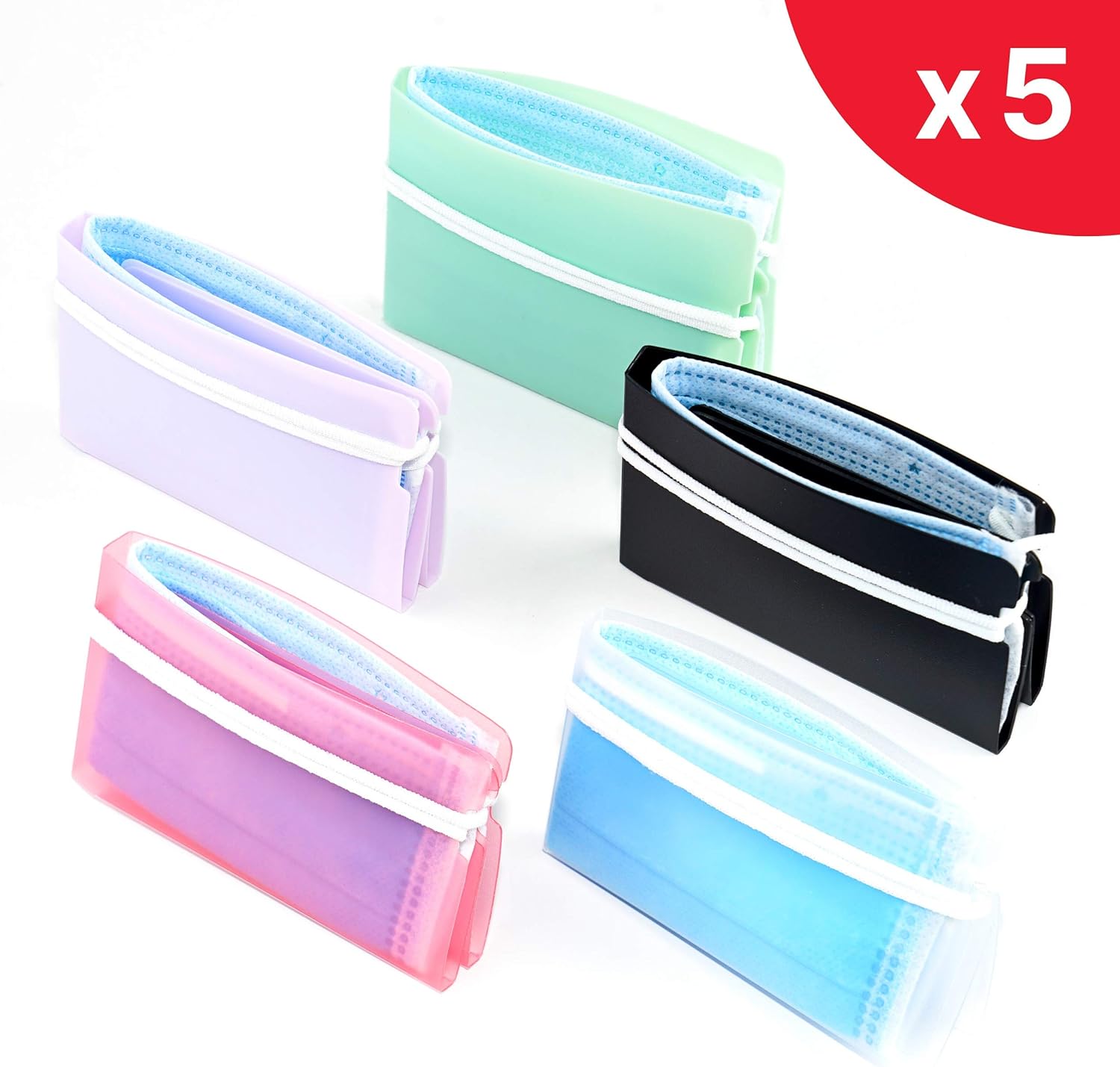 Tuplexis 5Pcs Storage Holder for Surgical Face Mask, Reusable, Anti