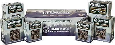 TIMBER WOLF TWTRADE Woodscrews Assortment Pack 600pc Zinc Yellow 4.0-6.0mm Sizes