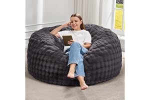 Hobestluk Bean Bag Chairs Beanbag Chair with Filler Adult Bean Bags with Fluffy & Machine Washable Cover, Giant Bean Bag Chairs for Aduts (Dark Grey, 4FT-44" x 44" x 24")
