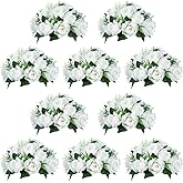 NUPTIO White Flower Centerpieces for Tables: 10 Pcs Artificial Flower Ball Arrangement for Wedding Party - 9.5 Inch Diameter Fake Floral Rose for Bridal Shower Decorations