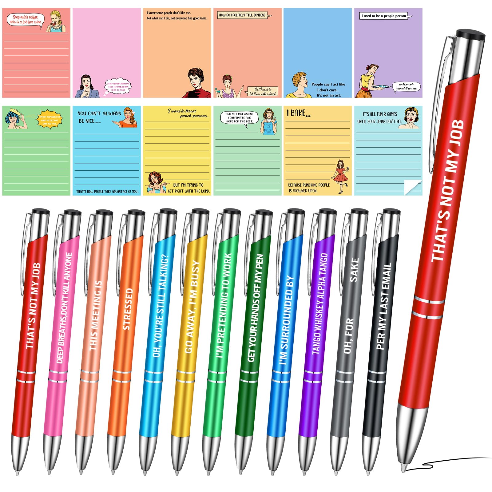 Tenare 24 Pcs Leaving Gifts for Colleagues Funny Pen Funny Note Women Men New Job Goodbye Gift Teacher Stationery Cute Notepad Leaving Present Novelty Office Accessories(Bright)