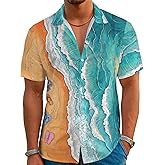 BJU Mens Hawaiian Shirt Summer Beach Tropical Vacation Print Aloha Shirt Casual Short Sleeve Button Down Shirt