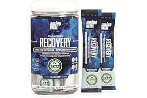 Amino VITAL Rapid Recovery- BCAAs Amino Acid Post Workout Powder Packets | Muscle Recovery Drink with Glutamine | Vegan, Gluten Free Supplement | 14 Single Serve BCAA Travel Packets | Blueberry Flavor