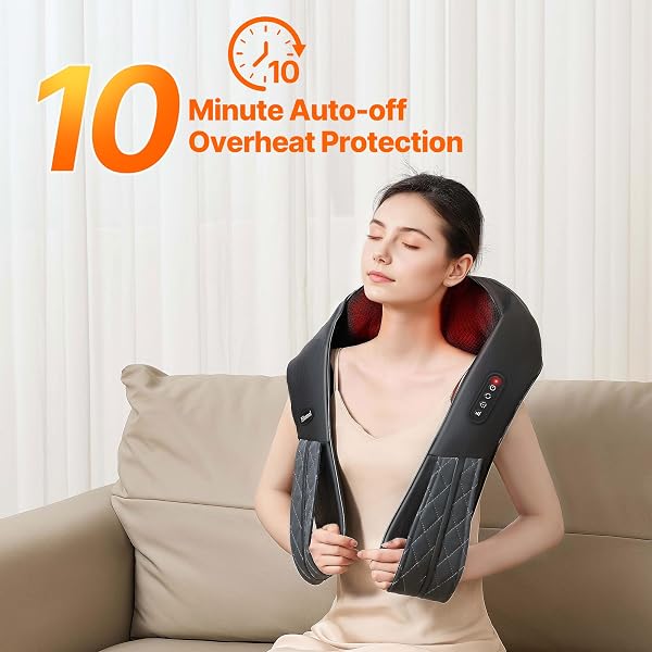 ELOMOL NECK SHOULDER MASSAGER WITH HEAT – RECHARGEABLE BACK AND NECK MASSAGE PAIN RELIEF DEEP 5D TISSUE SHIATSU KNEADING MASSAGER FOR SHOULDER BACK LEG GIFTS FOR MOM DAD MEN WOMEN HER HIM