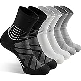 IRAMY Compression Ankle Support Crew Socks Men Women Coolmax Wicking Plantar Fasciitis Relief Running Hiking Socks 3 Pairs