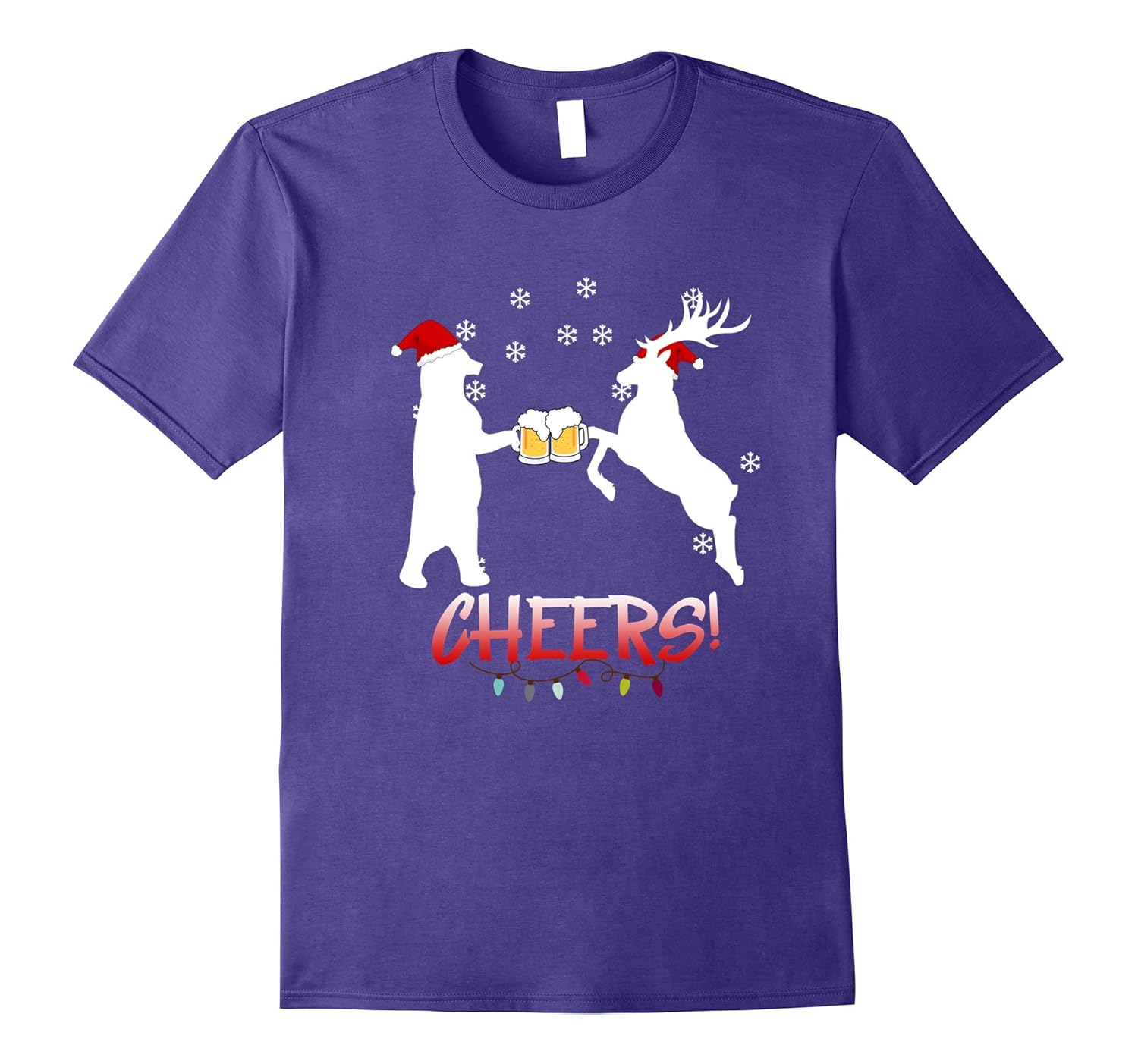 Funny Bear and Reindeer Cheers! Christmas Gift tshirt-ANZ