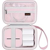Canboc Carrying Case for Memoking/Ponek/Phomemo/Omezizy/Memoqueen T02 Mini Printer Sticker Printer, T02 Portable Thermal Printer Box for Thermal Paper, USB Cable, Pink (Case Only)