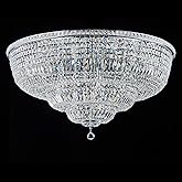 Homeooze 21 Light Large Crystal Chandeliers Ceiling Light Fixture Flush Mount Ceiling Light for Living Room Dining Room Bedro