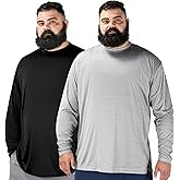 Men’s Big and Tall Long Sleeve Shirts Quick Dry Moisture Wicking Lightweight Stretch Athletic Gym Workout Tops 2 Pack