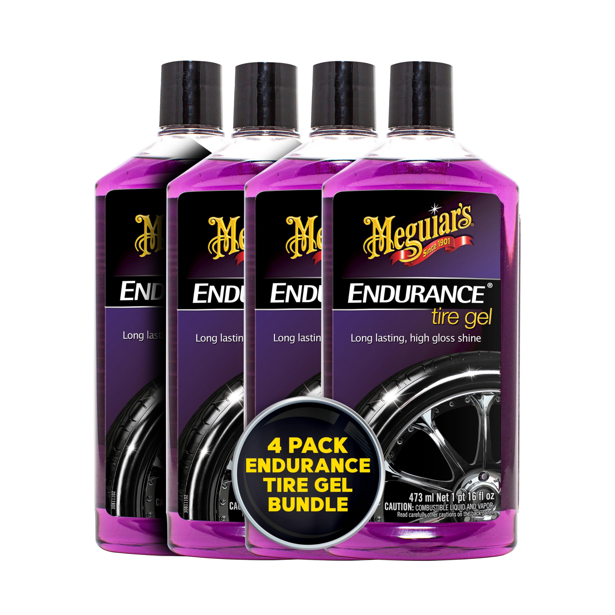Meguiar's Endurance Tire Gel | Glossy Shine | 16 Oz Bottle | Pack of 4 Image
