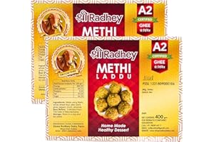 SHREERADHEY Shree Radhey Methi Laddu without Sugar | 400 gm X 2 | With Jaggery | Home Made | Premium | Bitter and Sweet | No preservative | Fresh made for every order | Food grade Vacuum packing