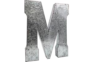 SciencePurchase 20" Metal Letter M Wall Decor, Silver with Rusted Edges, Galvanized Wall Mountable Decoration for Country, Mid-Century, or Farmhouse Themed Room or Event